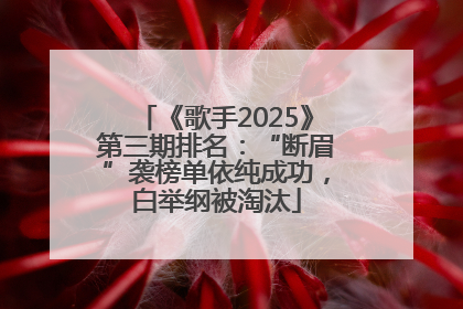《歌手2025》第三期排名：“断眉”袭榜单依纯成功，白举纲被淘汰