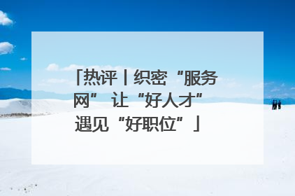热评丨织密“服务网” 让“好人才”遇见“好职位”