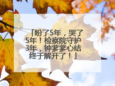 盼了5年，哭了5年！检察院守护3年，钟爹爹心结终于解开了！