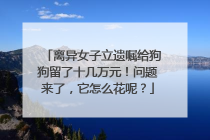 离异女子立遗嘱给狗狗留了十几万元！问题来了，它怎么花呢？