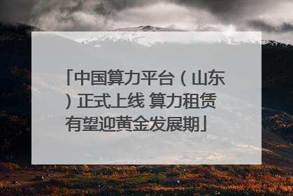 中国算力平台（山东）正式上线 算力租赁有望迎黄金发展期