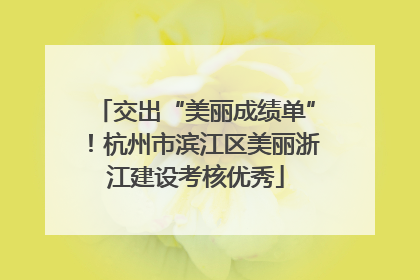 交出“美丽成绩单”！杭州市滨江区美丽浙江建设考核优秀