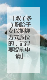 双（多）胞胎子女以捆绑方式派位的，记得要提前申请