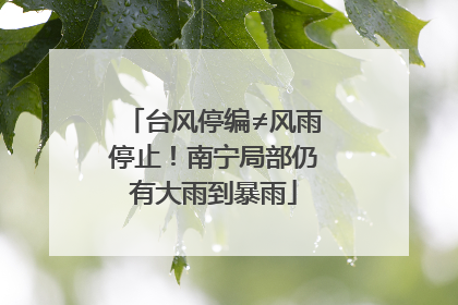 台风停编≠风雨停止！南宁局部仍有大雨到暴雨