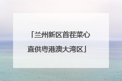 兰州新区首茬菜心直供粤港澳大湾区