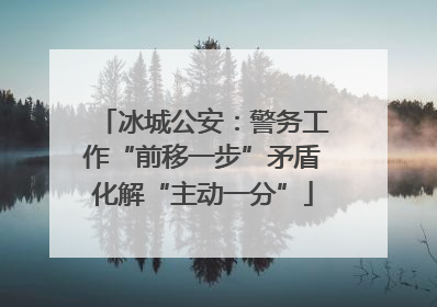 冰城公安：警务工作“前移一步”矛盾化解“主动一分”