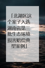 北湖区这个案子入选湖南省第三批生态环境损害赔偿典型案例