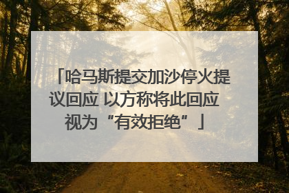 哈马斯提交加沙停火提议回应 以方称将此回应视为“有效拒绝”