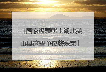 国家级表彰！湖北英山县这些单位获殊荣
