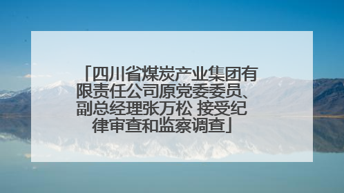四川省煤炭产业集团有限责任公司原党委委员、副总经理张万松 接受纪律审查和监察调查