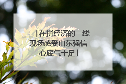 在拼经济的一线现场感受山东强信心底气十足