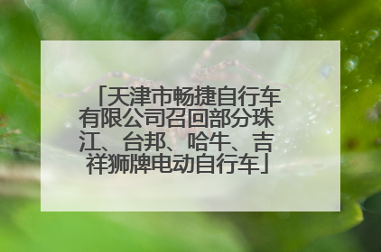 天津市畅捷自行车有限公司召回部分珠江、台邦、哈牛、吉祥狮牌电动自行车