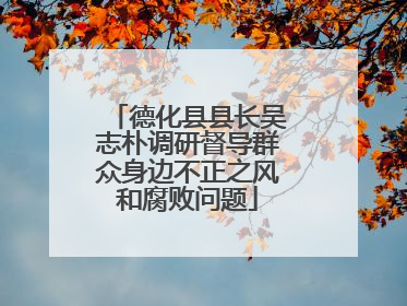 德化县县长吴志朴调研督导群众身边不正之风和腐败问题