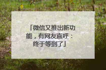 微信又推出新功能，有网友直呼：终于等到了