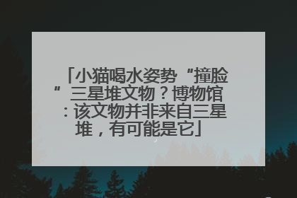 小猫喝水姿势“撞脸”三星堆文物？博物馆：该文物并非来自三星堆，有可能是它
