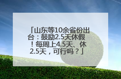 山东等10余省份出台：鼓励2.5天休假！每周上4.5天、休2.5天，可行吗？