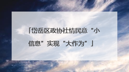 岱岳区政协社情民意“小信息”实现“大作为”