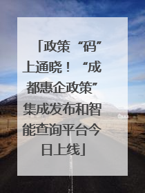政策“码”上通晓！“成都惠企政策”集成发布和智能查询平台今日上线