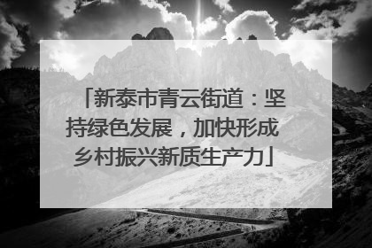 新泰市青云街道：坚持绿色发展，加快形成乡村振兴新质生产力