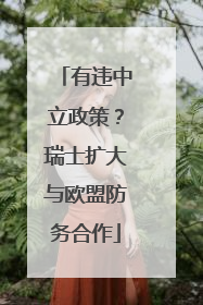有违中立政策？瑞士扩大与欧盟防务合作