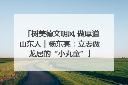 树美德文明风 做厚道山东人｜杨东亮：立志做龙居的“小丸童”
