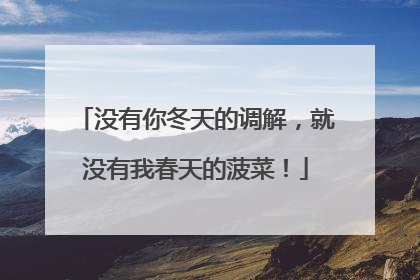 没有你冬天的调解，就没有我春天的菠菜！