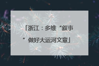 浙江：多维“叙事”做好大运河文章