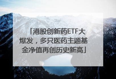 港股创新药ETF大爆发，多只医药主题基金净值再创历史新高