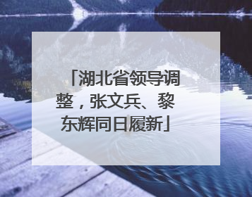 湖北省领导调整，张文兵、黎东辉同日履新