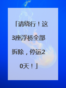 请绕行！这3座浮桥全部拆除，停运20天！