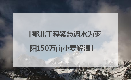 鄂北工程紧急调水为枣阳150万亩小麦解渴