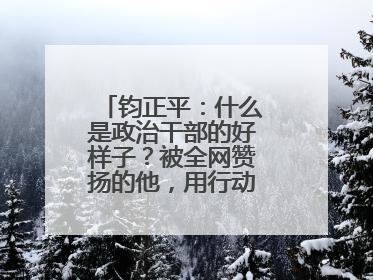 钧正平：什么是政治干部的好样子？被全网赞扬的他，用行动作出了回答