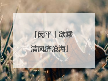 闵平丨欲乘清风济沧海