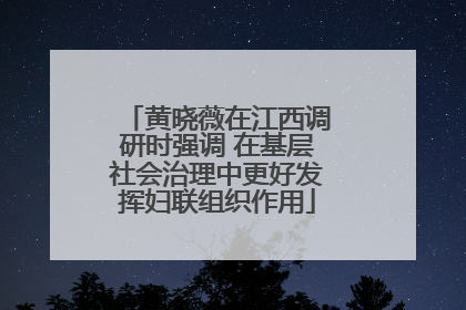 黄晓薇在江西调研时强调 在基层社会治理中更好发挥妇联组织作用
